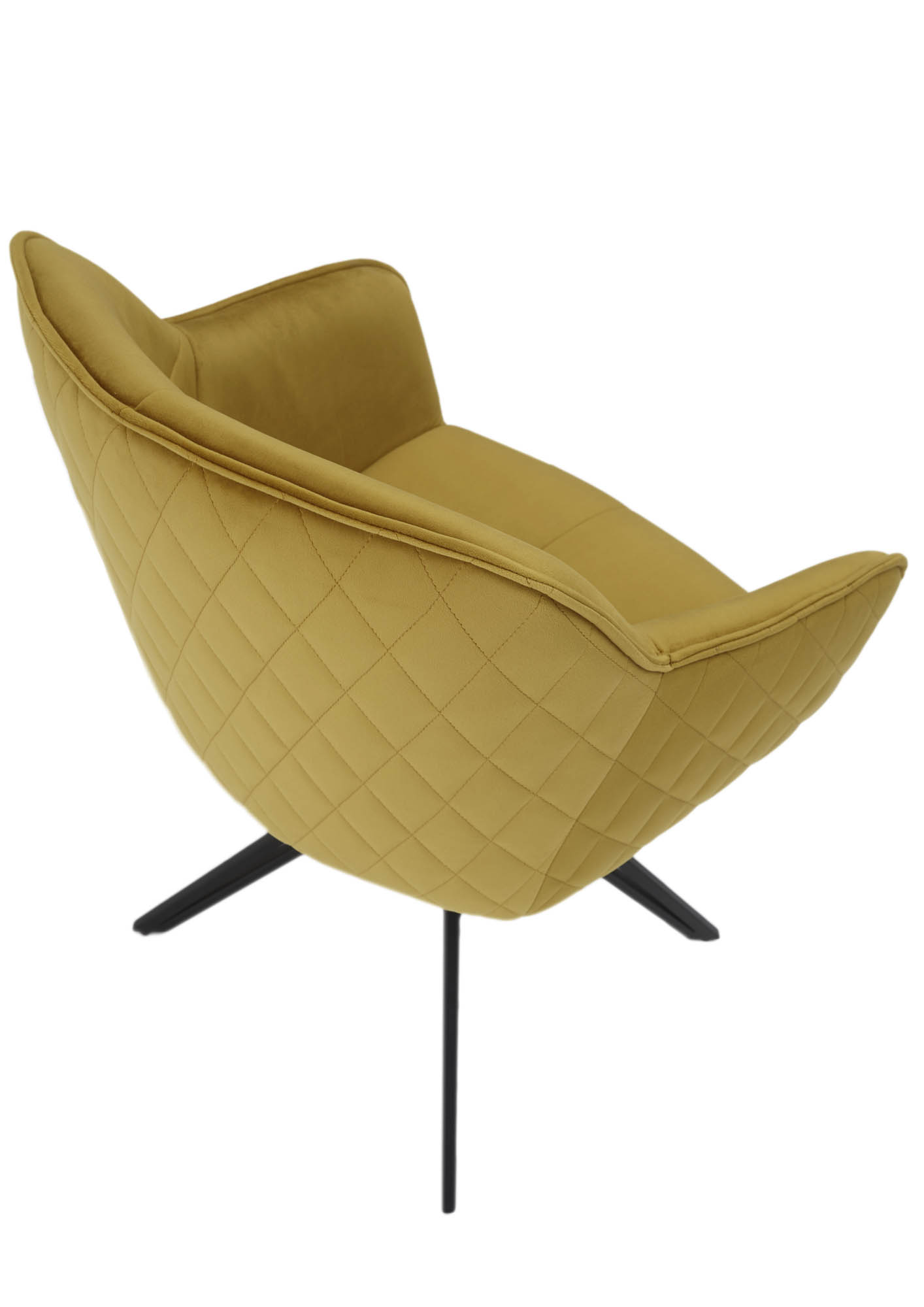 Armlehnstuhl 180° drehbar mit Auto-Return - Bezug: Samt gold - 100% Polyester -  Edith