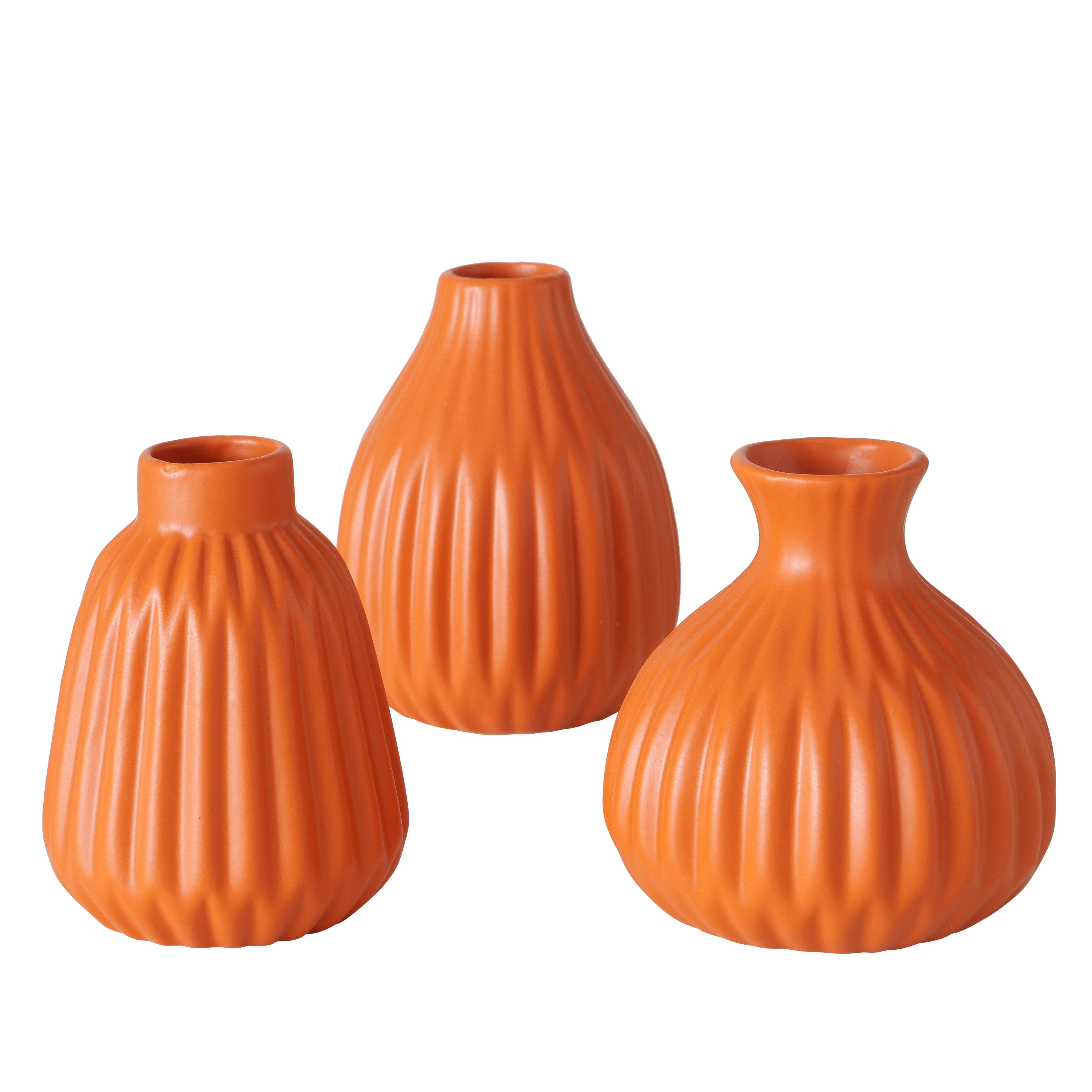 Boltze Vase Esko – Keramikvase in Orange mit Rillenstruktur, 3 Sorten
