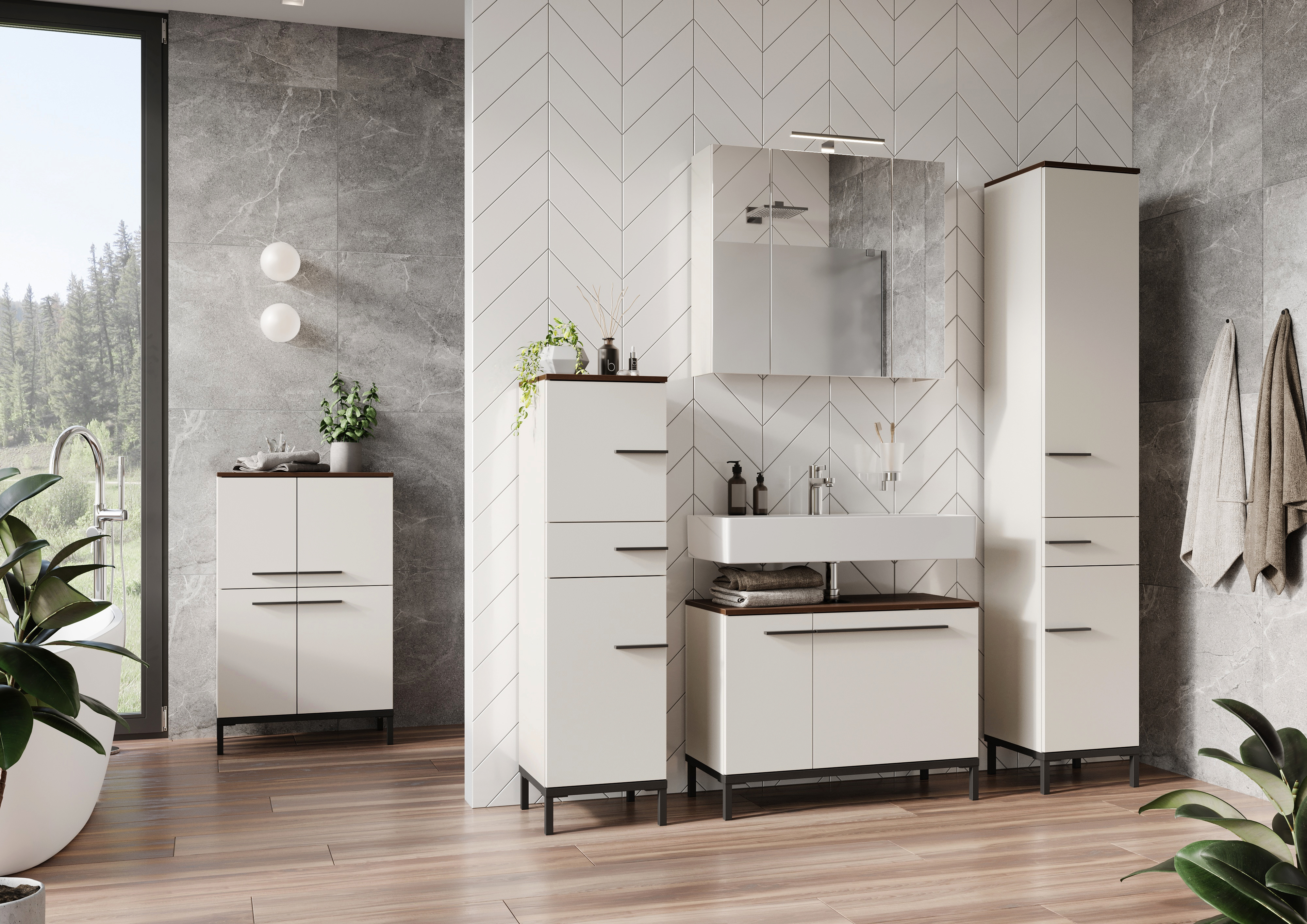 Waschbeckenunterschrank BARCELONA mit 2 Türen B/H/T ca. 80 x 59 x 34 cm