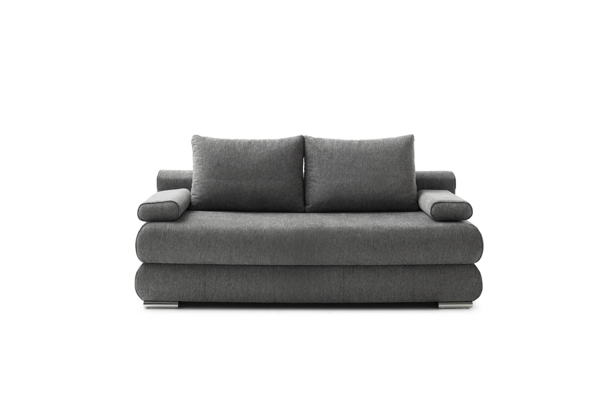 Schlafsofa silber mit Bettkasten und Schlaffunktion - inkl. 2 Rückenkissen und 2 Armlehnkissen - Bochum