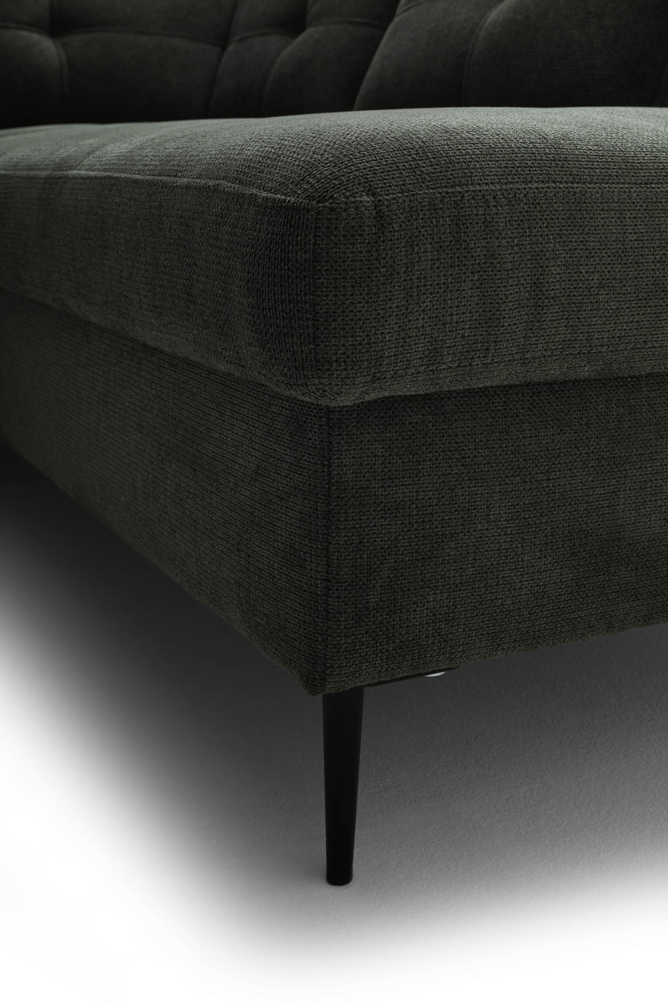 Wohnlandschaft Dunkelgrün Ottomane rechts inkl. Staukasten - 2-Sitzer Armlehne links inkl. Schlaffunktion (Echtbezug) -  Wayne